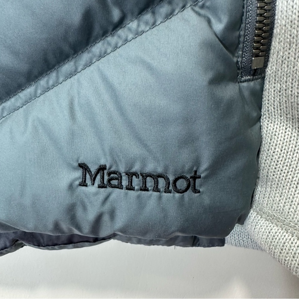 Marmot 700 Fill Down Knit Sleeves Zip Front Puffer Jacket, 700 down fill. - Picture 4 of 7